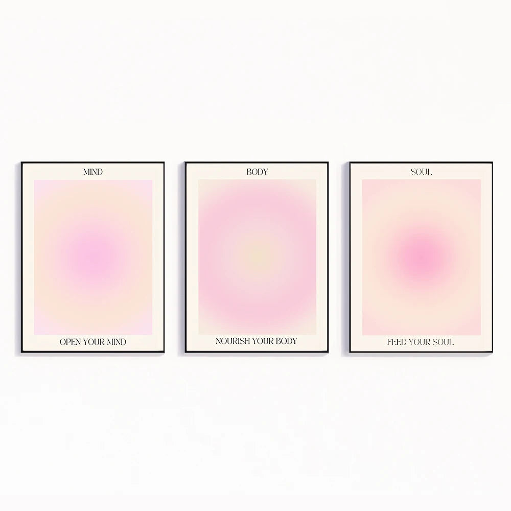 Mind Body Soul Aura Gradient Wall Art Poster – Spiritual 3-Piece Set
