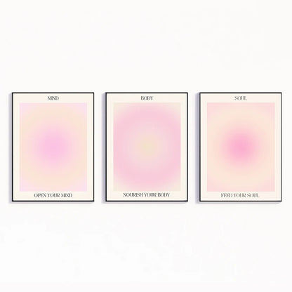 Mind Body Soul Aura Gradient Wall Art Poster – Spiritual 3-Piece Set