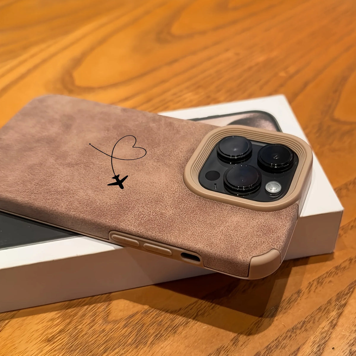 Airplane Heart Faux Leather iPhone Case – Cute Travel Design