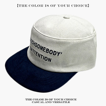 Retro Flat Brim Baseball Cap – Letter Embroidery Unisex Hat