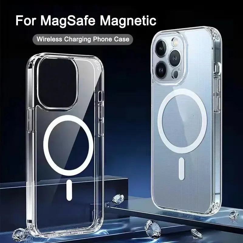 Clear MagSafe iPhone Case – Magnetic Circle Cover for iPhone 7–16 Series