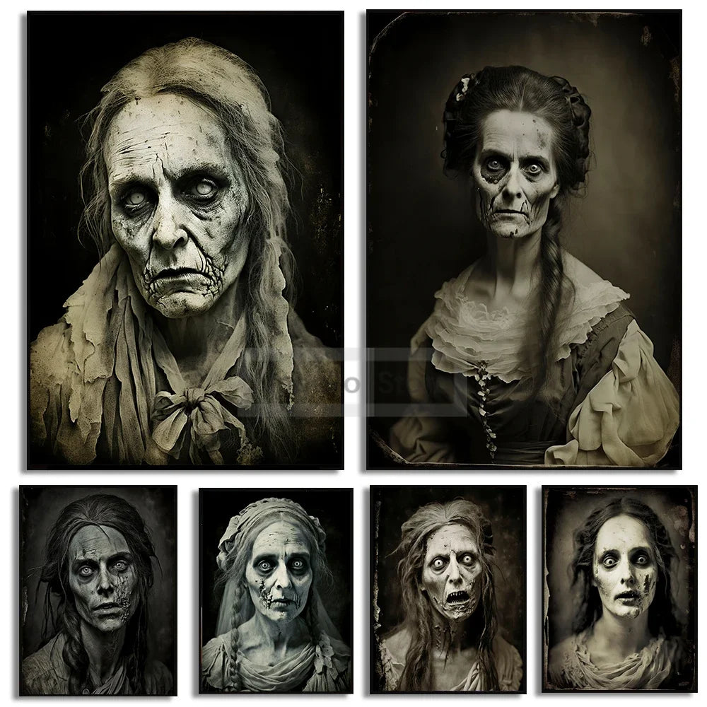 Horror Ghost Portrait Wall Art Poster – Spooky Canvas Print
