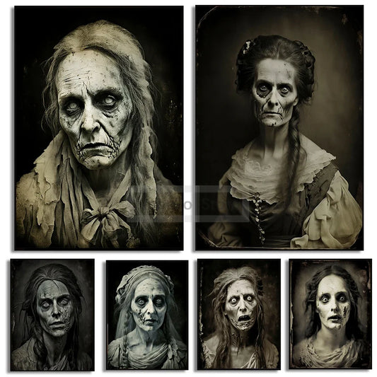 Horror Ghost Portrait Wall Art Poster – Spooky Canvas Print