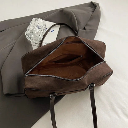 Casual Large Capaci Suede Retro Brown Commuter Shoulder Bag