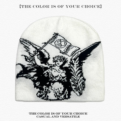 Spider Web Jacquard Beanie Hat – Dark Style Hip Hop Knit Cap