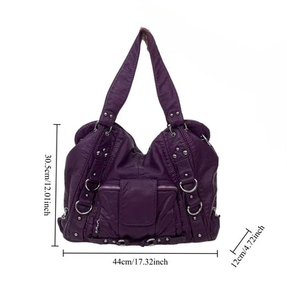 Y2K Studded Tote Bag – Women's Large Faux Leather Shoulder Bag