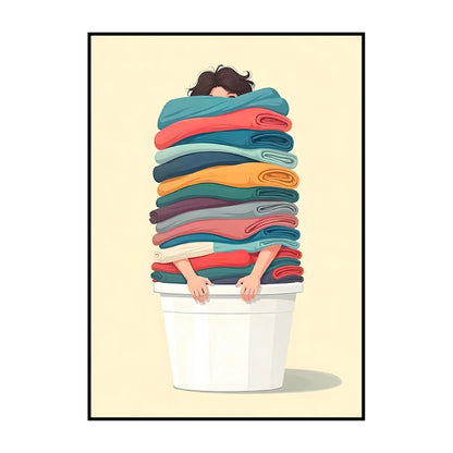 Laundry Basket Canvas Poster – Minimalist Funny Wall Art Print