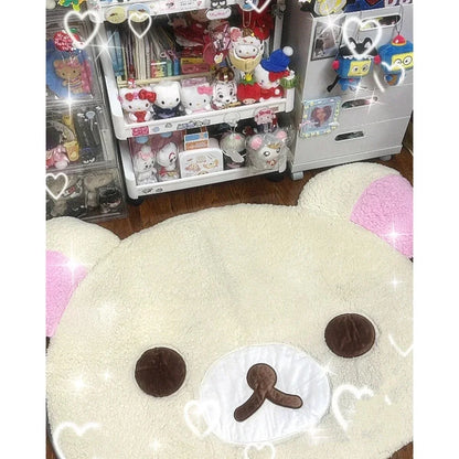 Cute Bear Plush Rug – Anti-Slip Kawaii Bedroom Carpet
