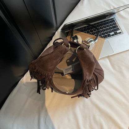 Design Faux Suede Shoulder Bags for Women Retro New Luxury Handbags