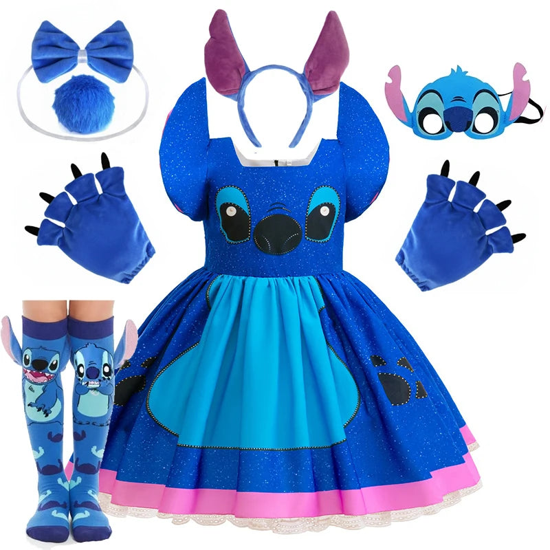 Girls Stitch Cosplay Dress Halloween Costume