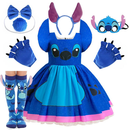 Girls Stitch Cosplay Dress Halloween Costume
