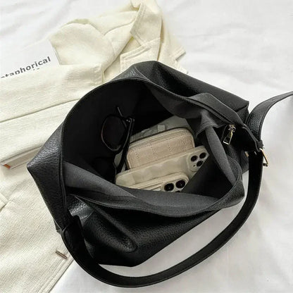 Fashion Leather Tote Bag Simple Large High Capacity Shoulder Bag