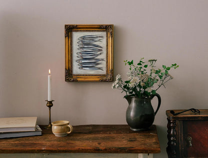 Sardines Still Life Wall Art Print – French Oil Painting Poster