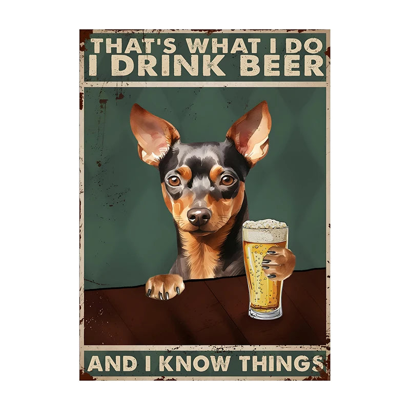 Funny Dog Beer Poster – That's What I Do I Drink Beer Wall Art
