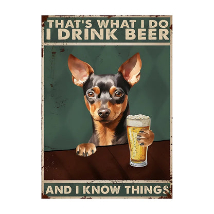 Funny Dog Beer Poster – That's What I Do I Drink Beer Wall Art