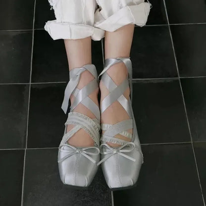 Butterfly Bow Ballet Flats – Women's Cross-Strap Mary Jane Shoes