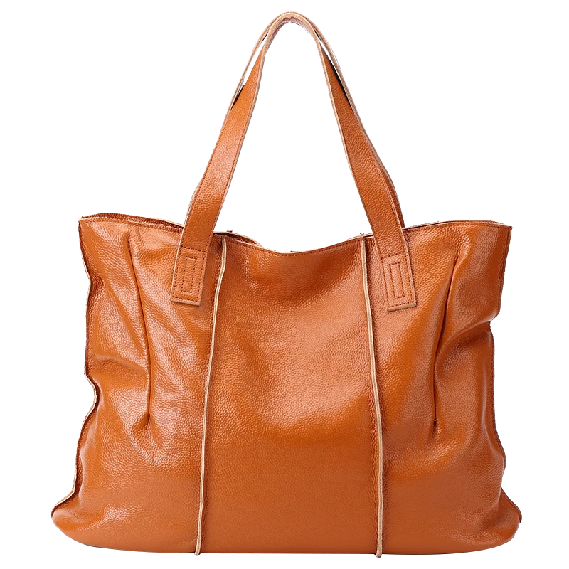 Genuine Leather Women's Large Tote Bag – Soft Cowhide Shoulder Bag