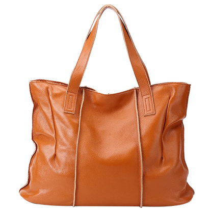 Genuine Leather Women's Large Tote Bag – Soft Cowhide Shoulder Bag