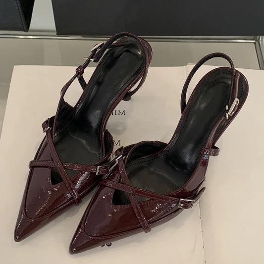 Buckle Strap Pointed Toe Stiletto Pumps for Women