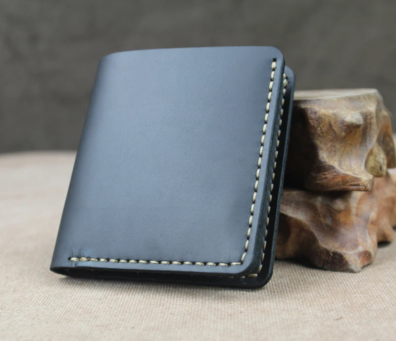 Handmade Crazy Horse Leather Bifold Wallet for Men