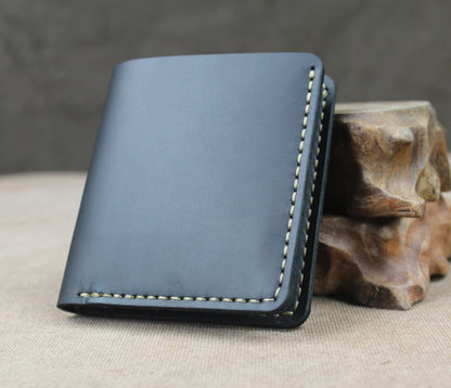 Handmade Crazy Horse Leather Bifold Wallet for Men