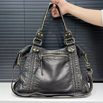 Soft Leather Retro Y2K Motorcycle Tote Bag