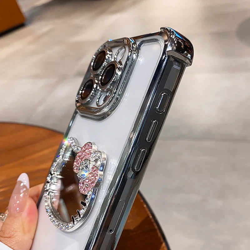 Cute Cat Mirror iPhone Case – Clear Electroplate Shockproof
