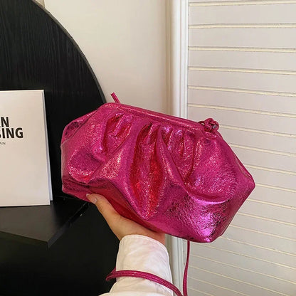 Small Luxury Design Women's Leather Silver Cloud Bag
