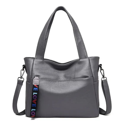 Women's Leather Tote Bag – Top Handle Shoulder Handbag