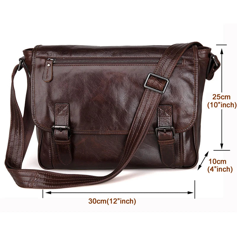 Genuine Leather Messenger Bag for Men – Oil Wax Crossbody Shoulder Bag