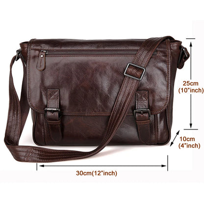 Genuine Leather Messenger Bag for Men – Oil Wax Crossbody Shoulder Bag