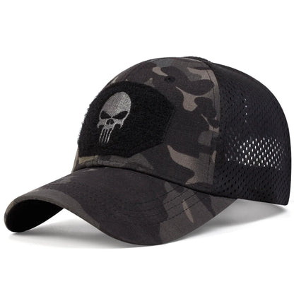 Skull Embroidered Tactical Baseball Cap – Breathable Mesh