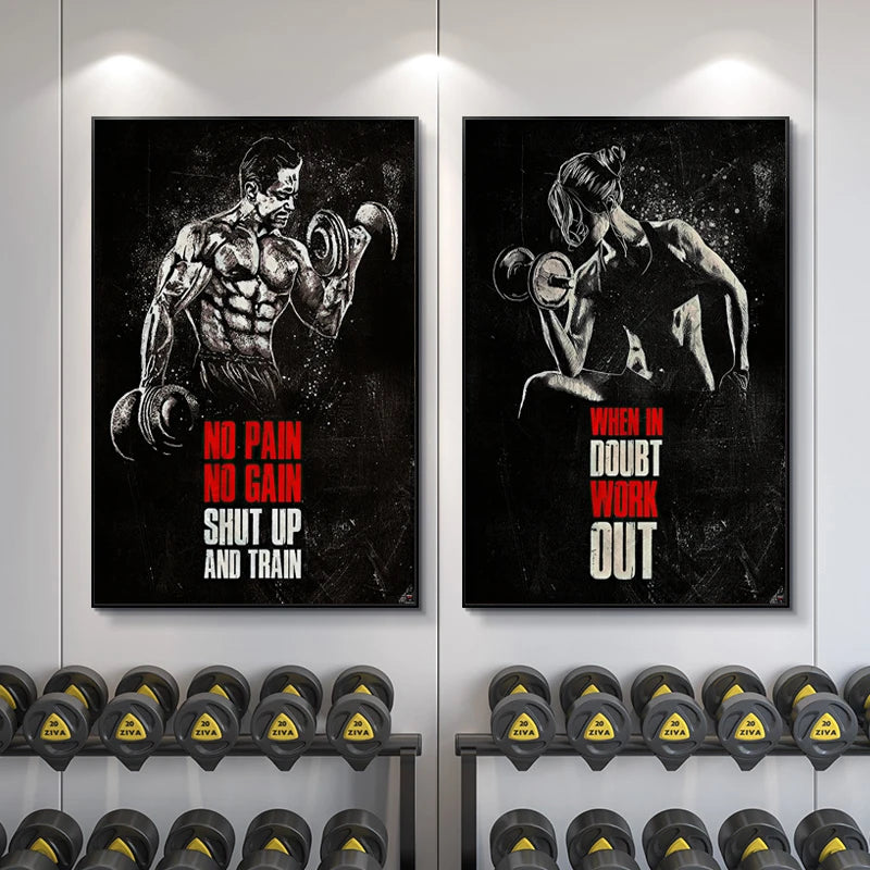 Gym Motivational Quote Wall Art Poster – Bodybuilding Canvas Print
