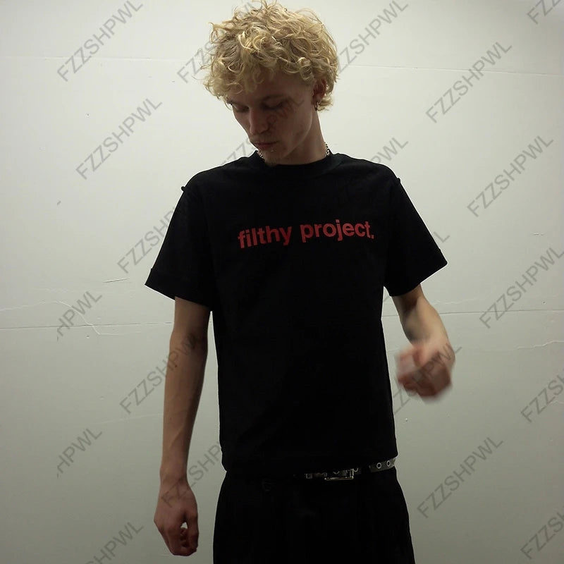 Men's Oversized Y2K Letter Print Cotton T-Shirt