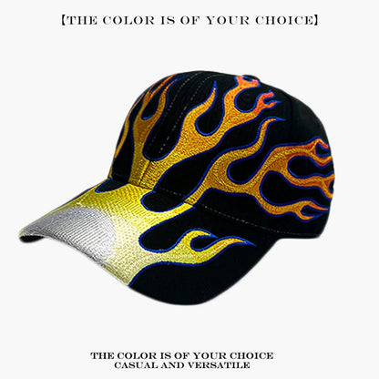 Tribal Thorn & Flame Embroidered Baseball Cap – Y2K Street Style Hat
