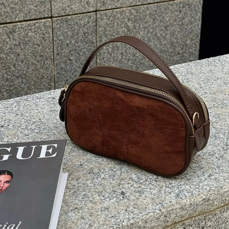 Russian Women's Genuine Suede Cowhide Leather Shoulder Bag