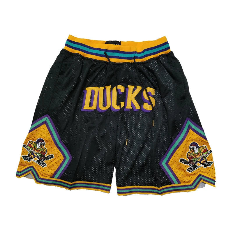 Mighty Ducks Basketball Shorts – Stitched Embroidery with Pockets