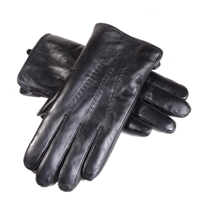 Men S Real Leather Shearing Fur Lining Classical Black Winter Warm Driving Sports Outdoor Skiing