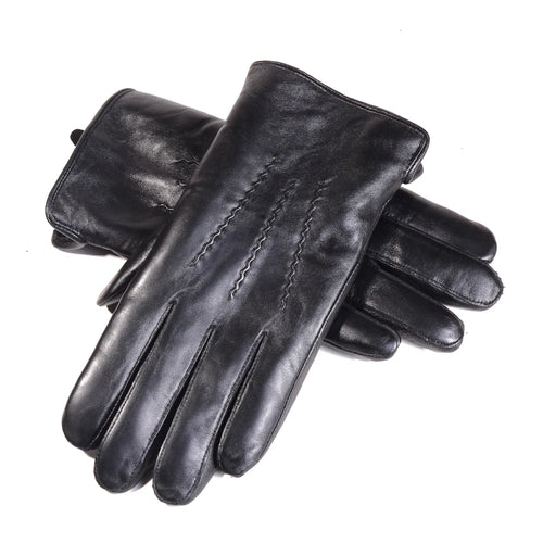 Men S Real Leather Shearing Fur Lining Classical Black Winter Warm Driving Sports Outdoor Skiing
