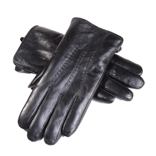 Men S Real Leather Shearing Fur Lining Classical Black Winter Warm Driving Sports Outdoor Skiing