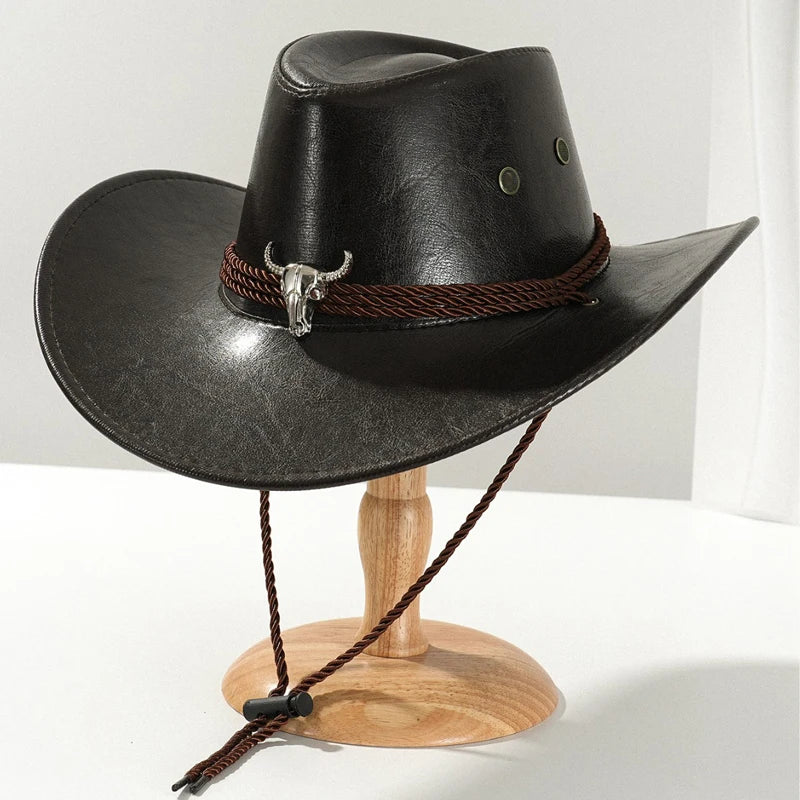 Vintage Faux Leather Western Cowboy Hat – Unisex