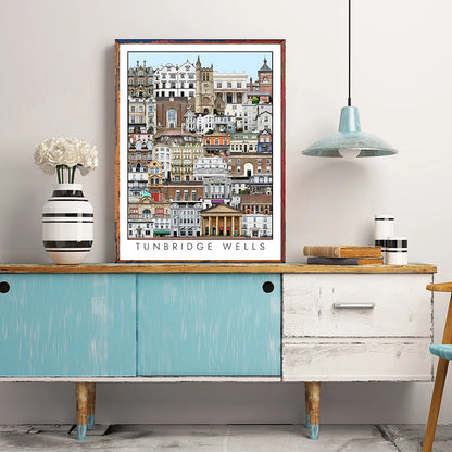 Vintage Cityscape Canvas Wall Art – Abstract City Poster Print