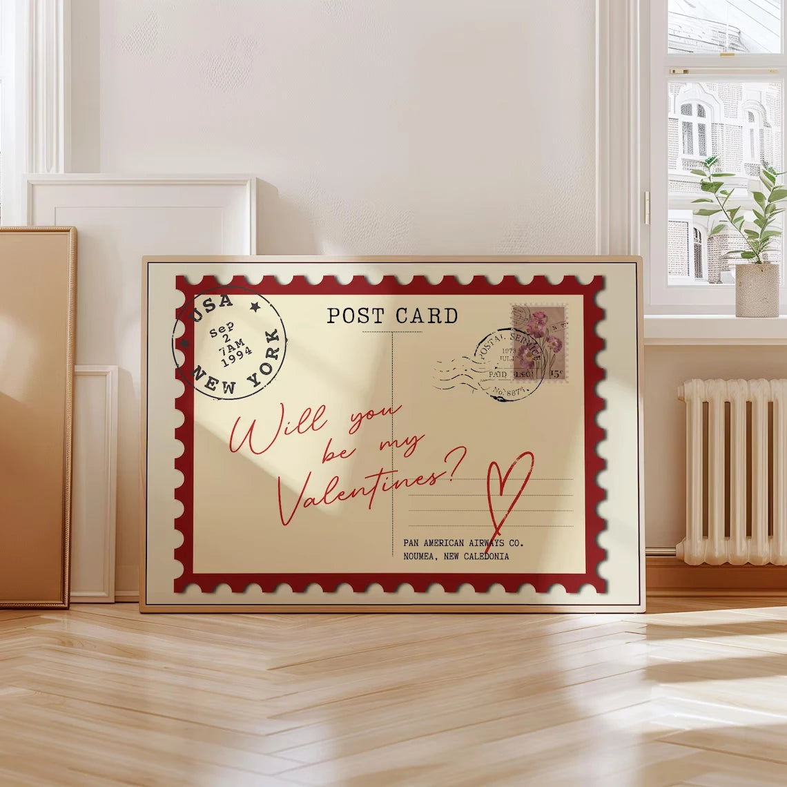 Retro Valentine's Postcard Wall Art Print – Romantic Love Poster