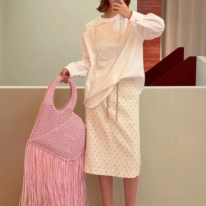 Woven Straw Fringe Crossbody Bag – Women's Summer Beach Handbag