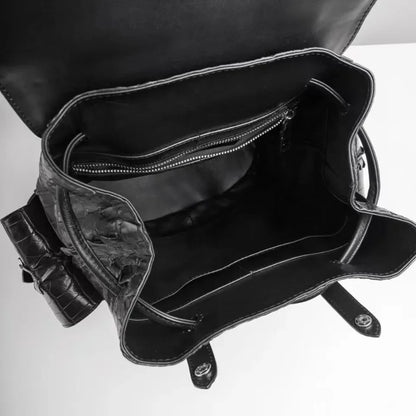 Crocodile Skin Genuine Leather Men's Backpack – Luxury Black Bag