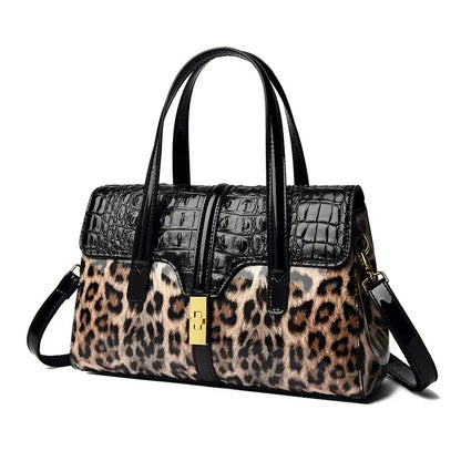 Leopard Patent Leather Luxury Handbag for Women