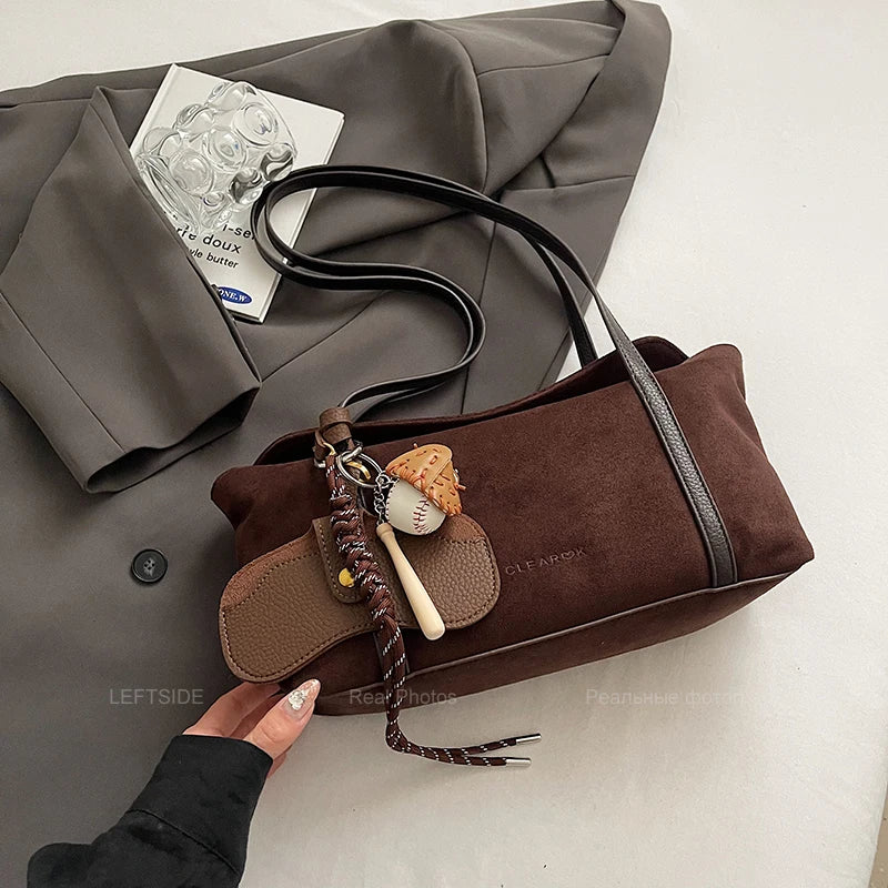 Women Small Faux Suede Shoulder Bag