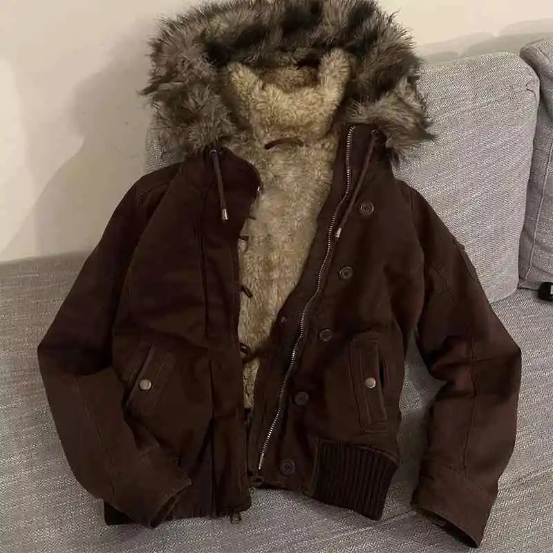 Fleece-Lined Hooded Jacket – Women's Faux Fur Trim Winter Coat