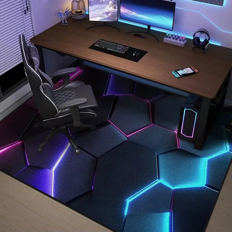 Gaming Rug Honeycomb – Non-Slip Large Area Carpet for Gaming Room