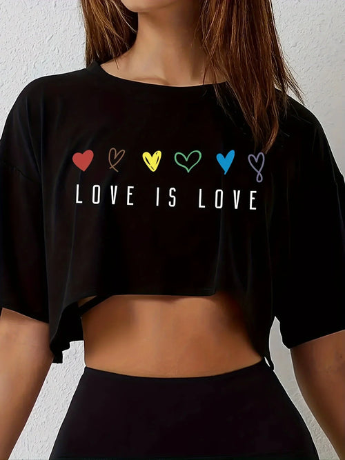 Love Is Love Pride Crop Top T-Shirt – Women's Casual Loose Fit